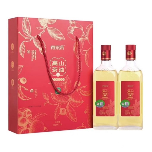 得尔乐 高山红花低温有机山茶油礼盒 500ml*2