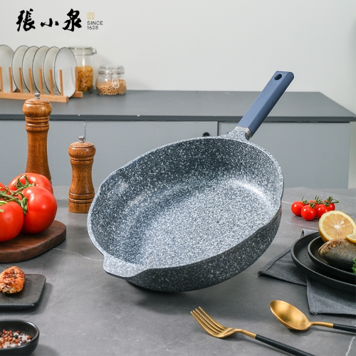 张小泉不粘平底锅煎锅 锅具家用锅子烹饪锅具C31820100花岗岩不粘深煎锅 28cm