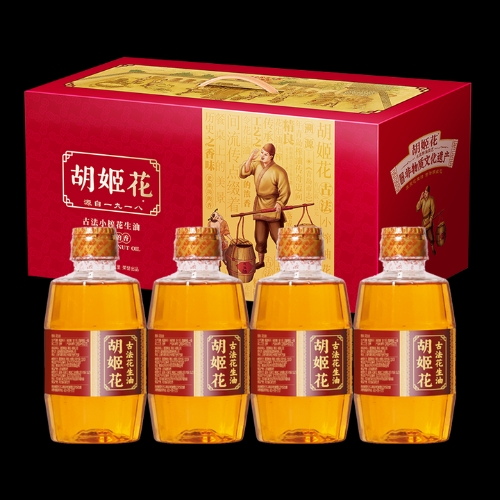 胡姬花古法小榨花生油古法压榨食用油团购 400ml*4瓶 随机包装盒