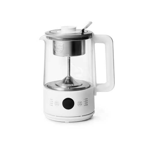 GLASSLOCK 盖朗喷淋式养生壶1L煮蒸茶器316不锈钢发热盘电热水壶咖啡茶叶萃取机玻璃花茶恒温烧水壶