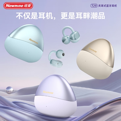 纽曼T29真无线蓝牙夹耳式通话降噪TWS耳机