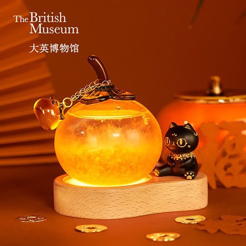 大英博物馆生日礼物柿柿如意天气瓶风暴瓶安德森猫桌面摆件毕业礼物 柿柿如意萌猫风暴瓶摆件