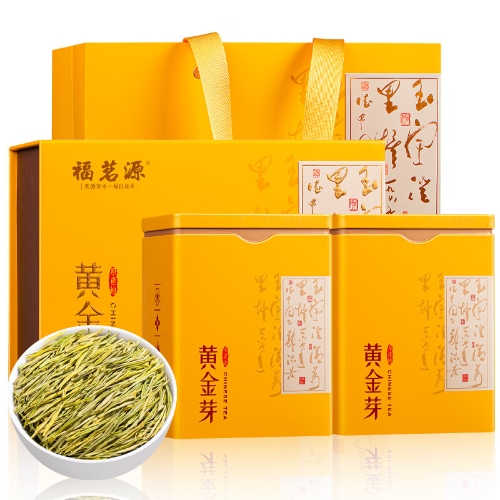 福茗源绿茶 安吉黄金芽奶白茶特级250g(125g*2罐)明前2024新茶叶