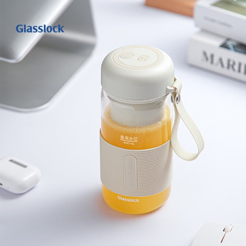 GLASSLOCK盖朗榨汁机家用迷你便携果汁杯小型双层中空玻璃保冷搅拌榨汁杯充电无线可做碎冰沙