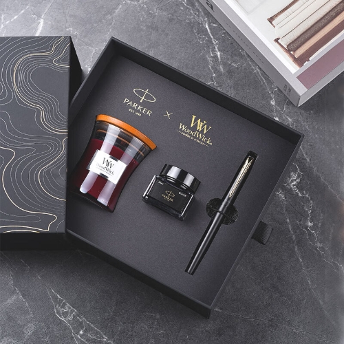WOODWICK woodwick&派克 香薰盒装高端商务办公套装 黑金盒装【85g香薰+派克墨水笔】