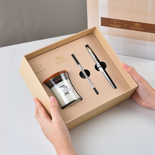 WOODWICK woodwick&派克 香薰盒装高端商务办公套装 白金盒装【85g香薰+派克宝珠笔】