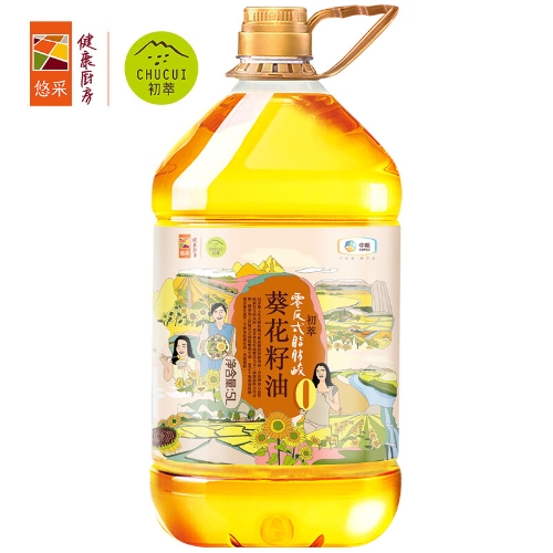 初萃中粮 零反式脂肪酸葵花籽油5L 一级物理压榨 食用油 充氮保鲜