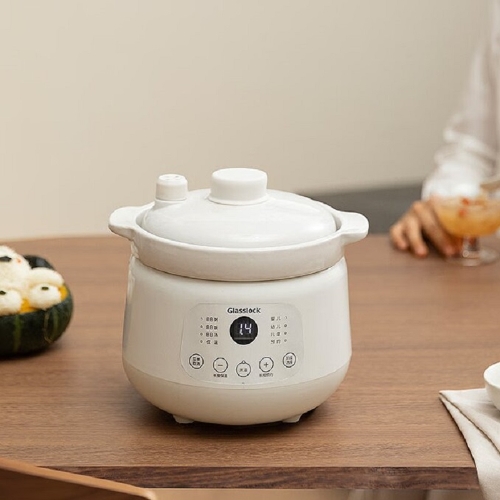 GLASSLOCK辅食电炖锅1L 0涂层0塑料母婴级白瓷内胆五段分阶喂养分月龄BB煲婴儿专用煮粥炖汤盅